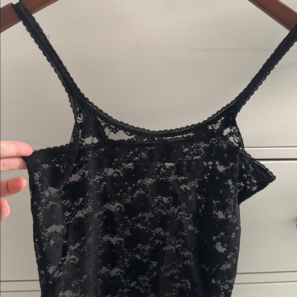 Smart & Sexy Allover Lace Tank L Black Sheer Floral Cami Y2K WhimsyGoth - Picture 2 of 8